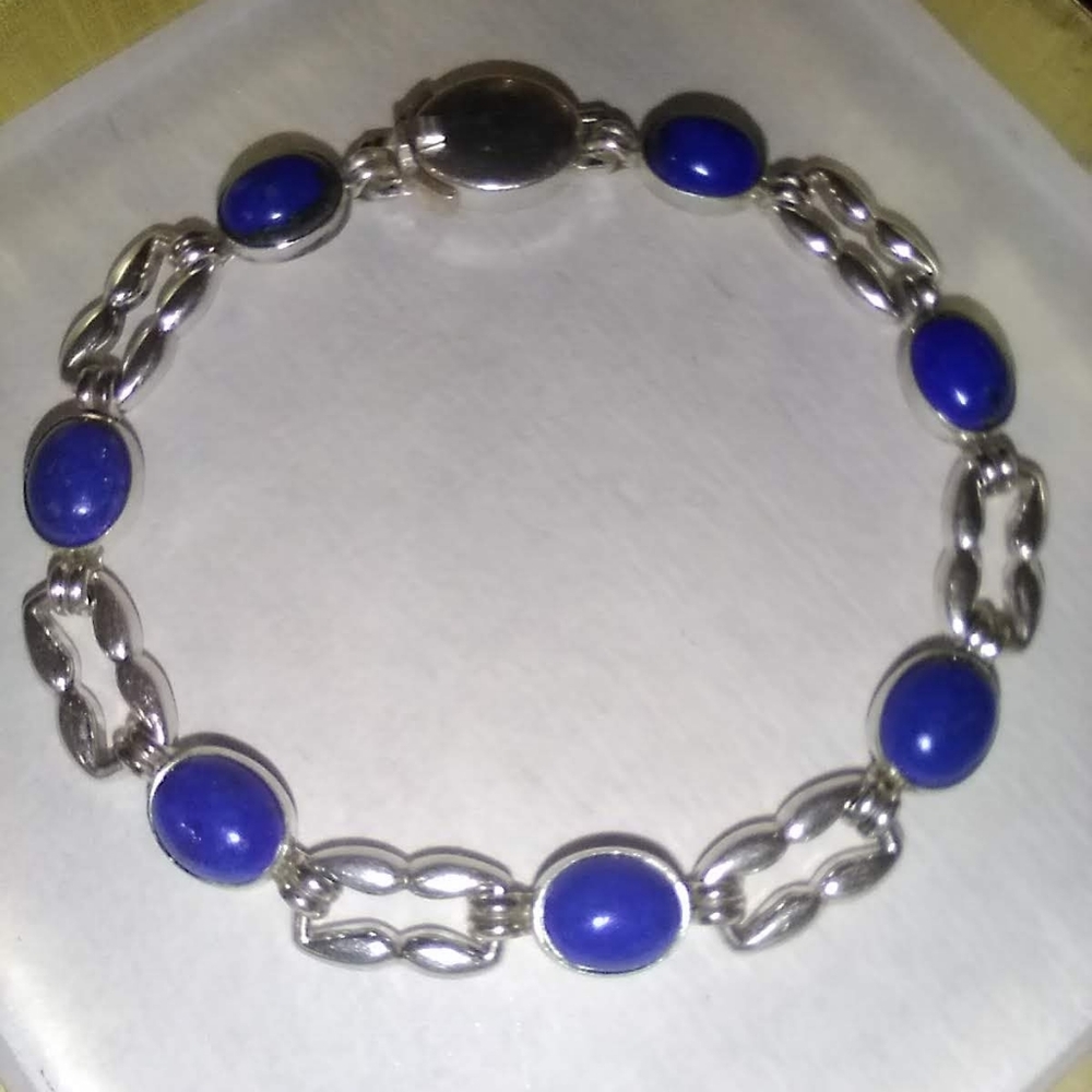 Lapis lazuli sterling silver bracelet